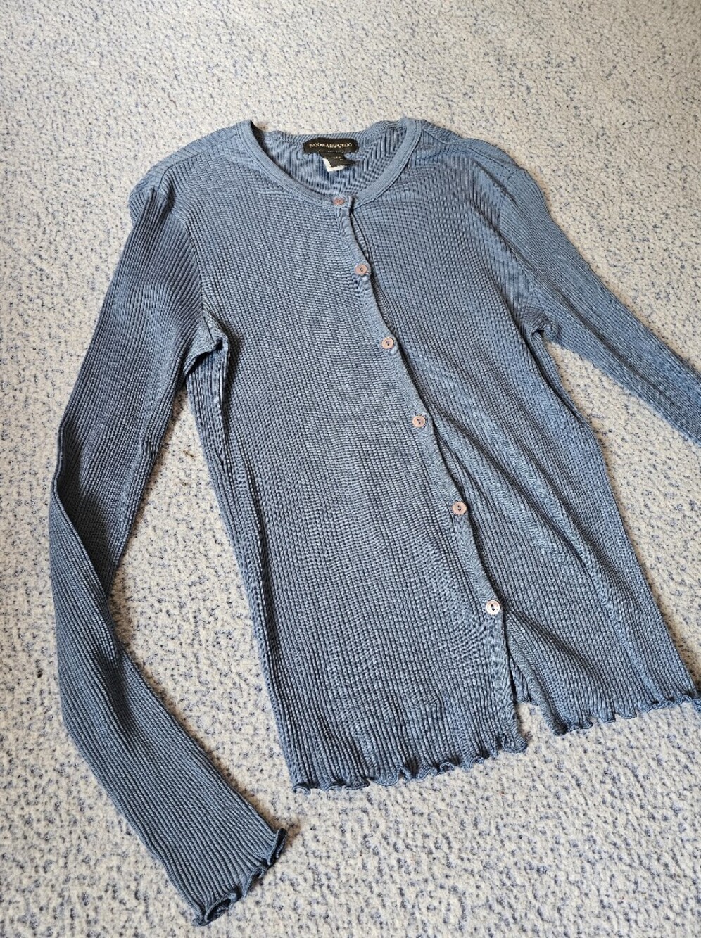Ribbed Button-Down Long Sleeve